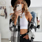 Plaid Button Up Dropped Shoulder Jacket