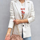 Faux Leather Button Up Long Sleeve Blazer