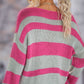 Striped Dropped Shoulder Long Sleeve Sweater