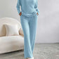 Ribbed V-Neck Long Sleeve Top and Pants Set