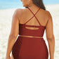 Full Size Halter Neck Crisscross Ruched Two-Piece Swimsuit