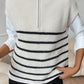 Striped Mock Neck Half Zip Sweater Vest