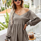 V-Neck Lantern Sleeve Blouse