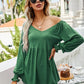 V-Neck Lantern Sleeve Blouse