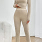 Ribbed V-Neck Long Sleeve Cropped Top and Pants Set