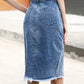 Slit Denim Skirt