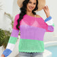 Color Block Boat Neck Sheer Cover Up