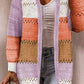 Color Block Open Front Openwork Cardigan