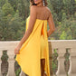 Strapless Slit Layered Dress