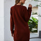 Round Neck Long Sleeve Mini Dress with Pockets