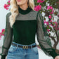 Mesh Long Sleeve Velvet Bodysuit