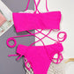 Halter Neck Drawstring Detail Bikini Set