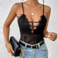 Lace Plunge Spaghetti Strap Bodysuit