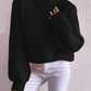 Openwork Mock Neck Long Sleeve Sweater