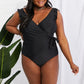 Marina West Swim Full Size Float On Ruffle Faux Wrap One-Piece in Black