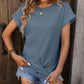 Cable-Knit Round Neck Short Sleeve T-Shirt