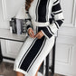 Slit Striped Mock Neck Sweater Dress