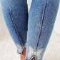 Rhinestone Detail Buttoned Jeans with Pockets