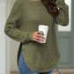 Slit Round Neck Long Sleeve Sweater