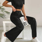 Drawstring Mock Neck Top and High Waist Pants Set