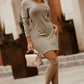 Decorative Button Long Sleeve Dress