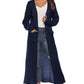 Long Sleeve Open Front Buttoned Cardigan