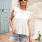 Lace Detail Round Neck Peplum T-Shirt