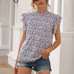 Ditsy Floral Mock Neck Cap Sleeve T-Shirt