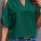 Notched Cold Shoulder Blouse