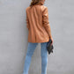 Faux Leather Button Up Long Sleeve Blazer