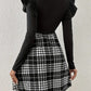 Ruffled Plaid Round Neck Long Sleeve Dress