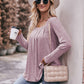 Double Take Pleated Detail Curved Hem Long Sleeve Top