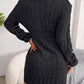 Cable-Knit Round Neck Mini Wrap Sweater Dress