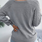 Decorative Button Cable-Knit Sweater