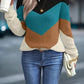 Color Block Round Neck Dropped Shoulder Sweater