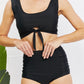 Marina West Swim Sanibel Crop Swim Top and Ruched Bottoms Set in Black