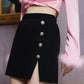 Decorative Button Slit Mini Skirt