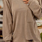 Distressed Pocketed Round Neck Long  Sleeve T-Shirt