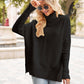 Ribbed Turtleneck Long Sleeve Slit Sweater