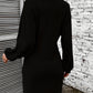 Ribbed Round Neck Long Sleeve Dress