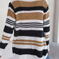 Striped Open Front Long Sleeve Cardigan