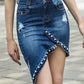 Full Size Buttoned Denim Skirt