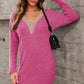 V-Neck Long Sleeve Mini Sweater Dress