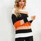 Striped Round Neck Dropped Shoulder Sweater