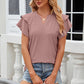 Eyelet Notched Short Sleeve T-Shirt