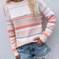 Striped Drop Shoulder Round Neck Pullover Sweater