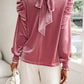 Mock Neck Puff Sleeve Blouse