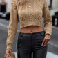 Cable-Knit Tied Round Neck Sweater