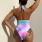 Tie-Dye Halter Neck One-Piece Swimsuit