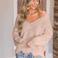 Frayed Hem Dropped Shoulder Sweater